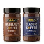 DOOKS Premium 100% Arabica Coffee Combo - Hazelnut & Classic (60g x 2 Jars) | Up to 60 Cups